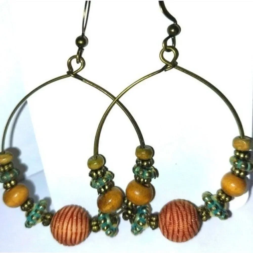 Vintage hoop dangle Boho earrings
